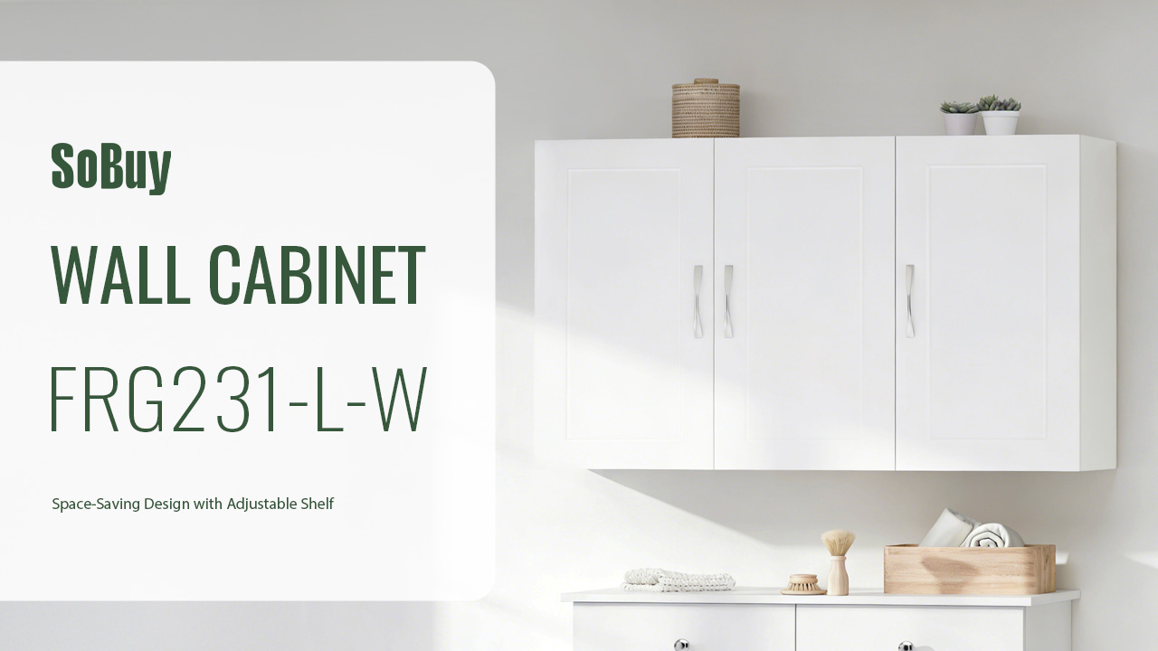 SoBuy Hängeschrank Badezimmerschrank Hängend Wandschrank mit Verstellbarem Regal Für Bad, Küche, Wohnzimmer Weiß BHT ca: 60x60x30cm FRG231-W