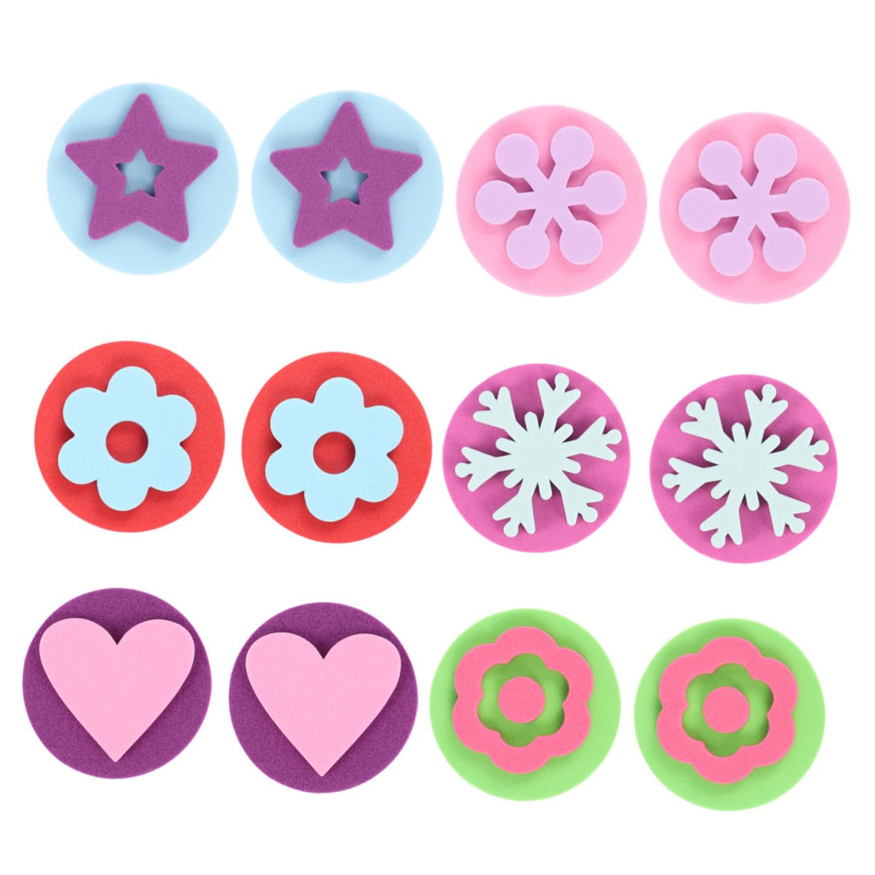 12Pcs Double Sided Painting Stamp Graffiti Stencil Tools for Random Colors Early Education Supplies for School Arts and Crafts