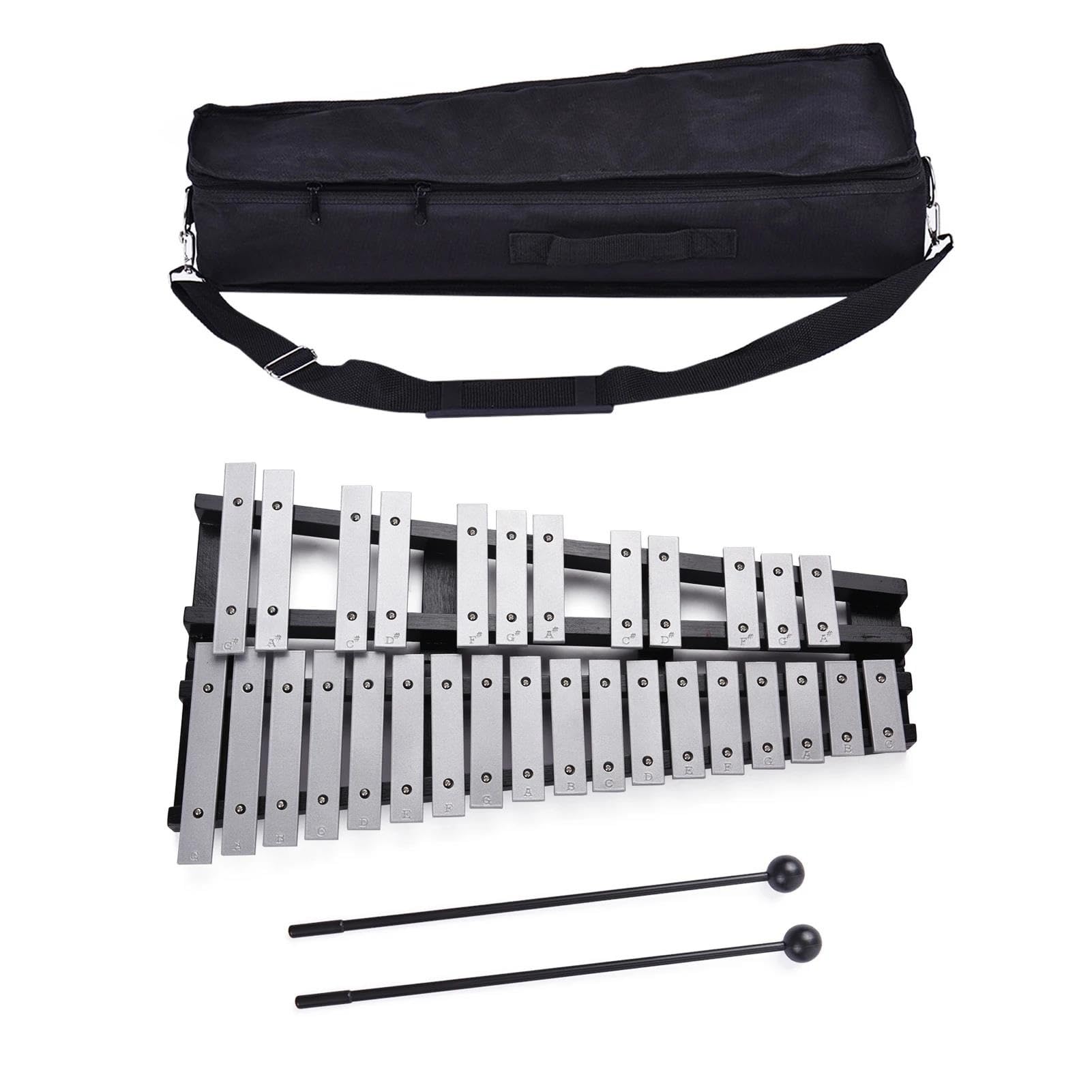 instrumento xilófono Xilófono Glockenspiel De 30 Notas Marco De Madera Plegable De Aluminio Con Bolsa De Transporte