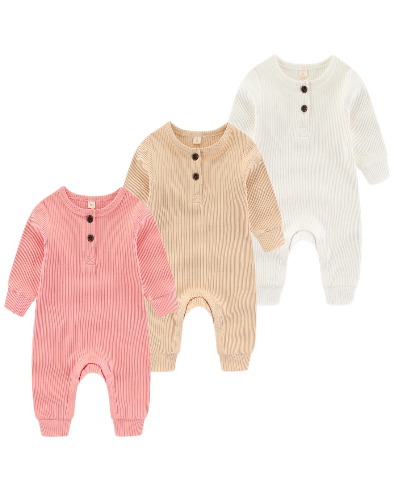 Chamie Baby Strampler Neugeborenes gestrickt Jumpsuit Langarm Baby Jungen Mädchen Footless einteiligen Anzug, 0-24 Monate