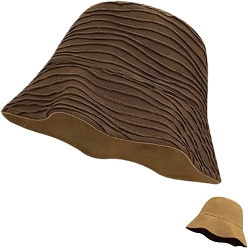 hahaaacool Brown Bucket Hat for Women Kids Mens Ultraviolet Protection Sun Hat L