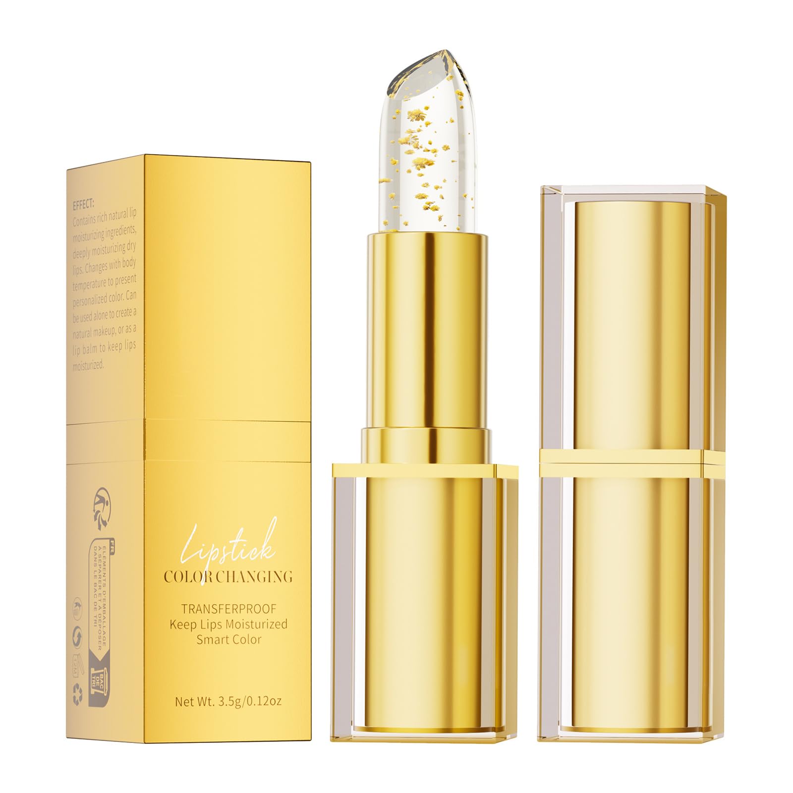 3 pièces Crystal Flower Jelly Lip Stick Set, rouge à lèvres floral clair, Magic Temperature Color Changing Lip Gloss Long Lasting Clear Nourishing Hydratant Baume à lèvres (# 1 + # 2 + # 3)