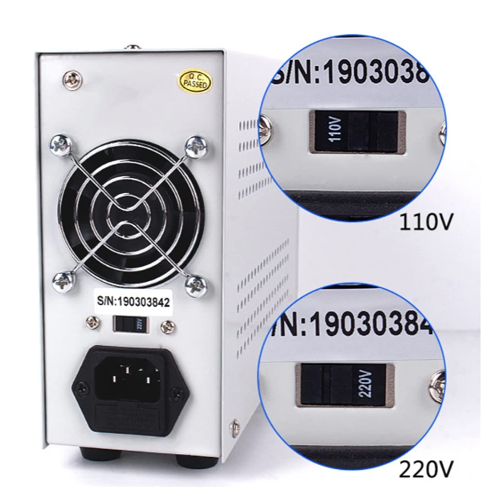 Reguladores de voltaje de CC ajustables Interruptor de fuente de alimentación Fuente de alimentación Pantalla de tres dígitos