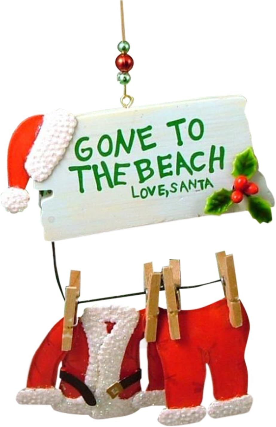Cape Shore Santa Gone to The Beach Christmas Ornament,Metal (Regular)