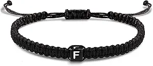 Initial Bracelets for Women Men Gifts for Her Teen Girl Best Friend Birthday Graduation Dainty Braided Bracelets Letter A-Z Charm Adjustable Link Mother's Day Jewelry Mom Christmas Gifts Valentine's Day Jewelry