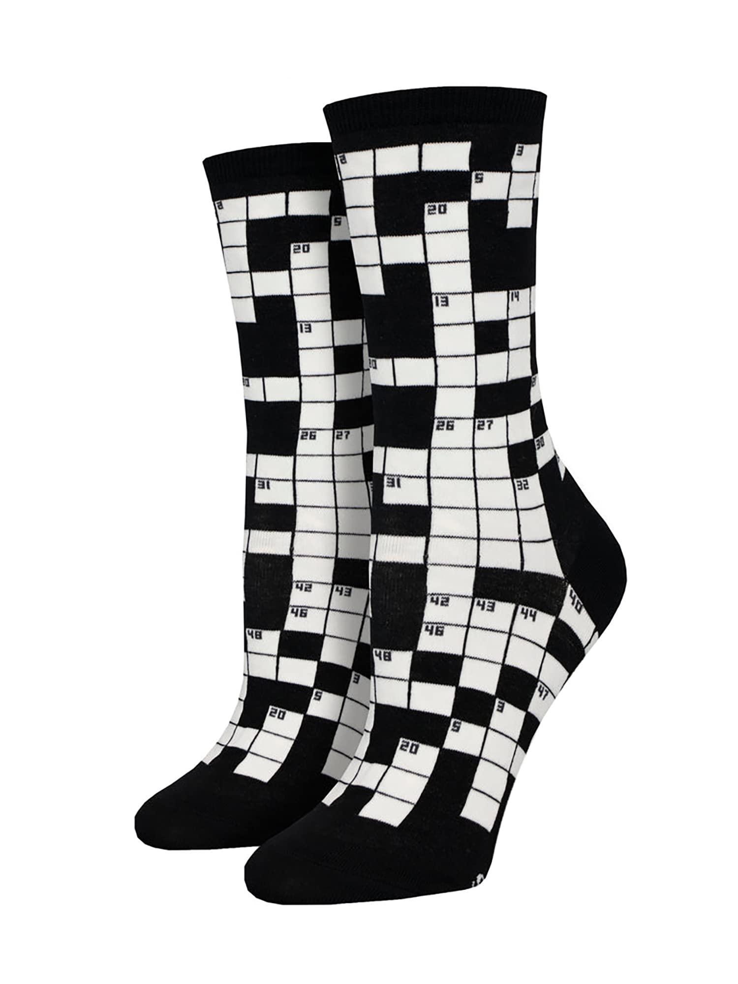 Socksmith Womens Graphic Cotton Crew Socks Sunday Crossword Black UK 3-8.5 US 5-10.5