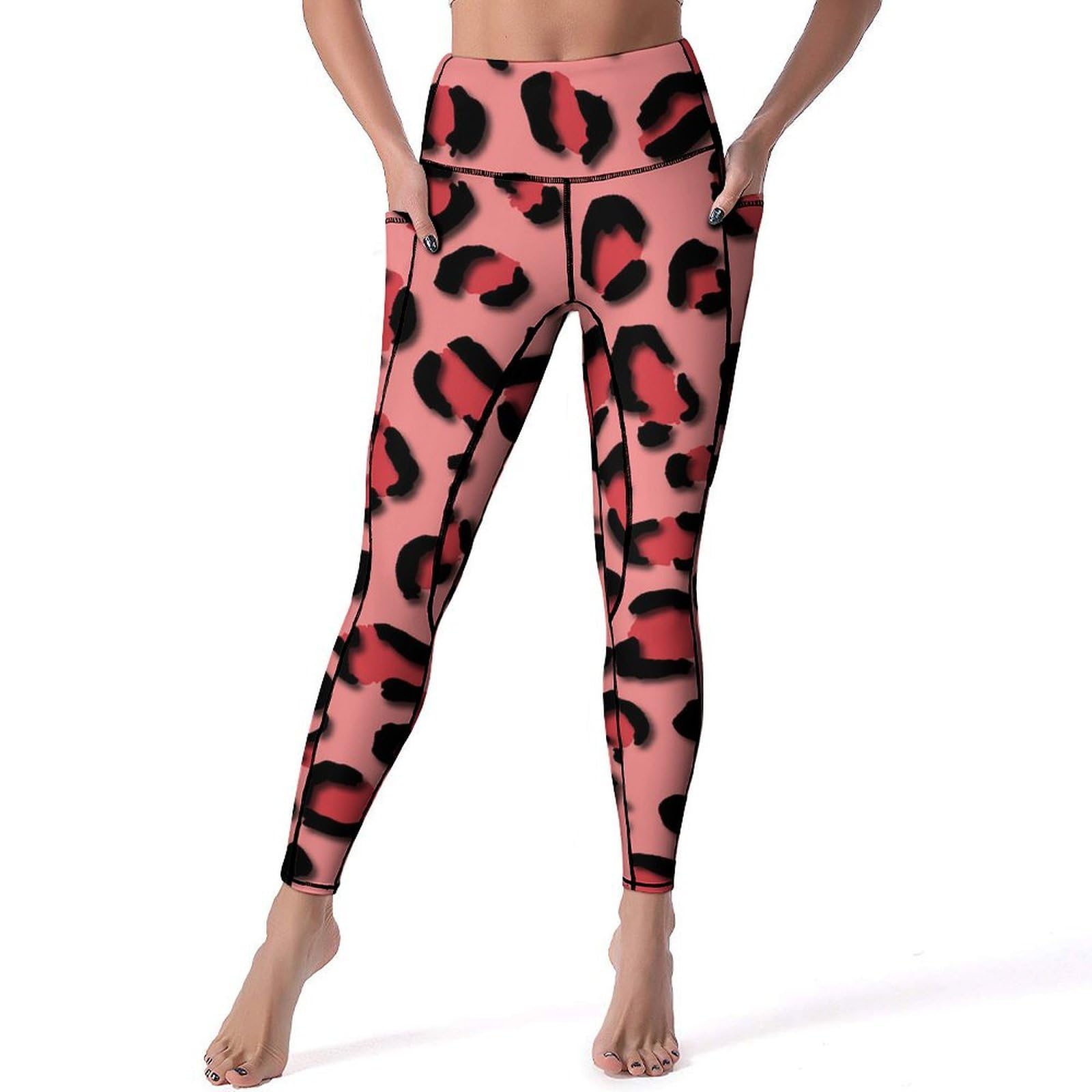 Amazon.co.jp: ヨガパンツ レディース ピンク ヒョウ柄 ヨガウェア 
