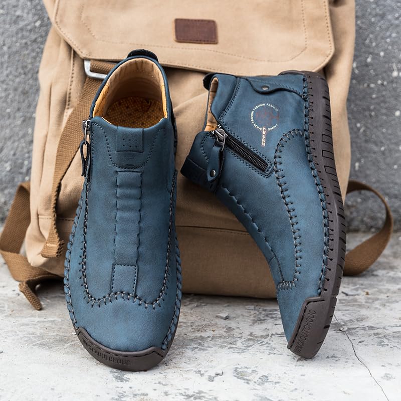 men's casual outdoor short boots - hand sewn classic boots with fashionable side zipper decoration, perfect for outdoor enthusiasts and activities2