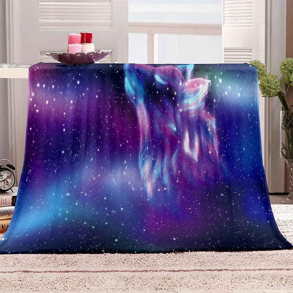 Couverture en flanelle bleu nuit motif 3D idéale pour vos soirées cinéma sur le canapé