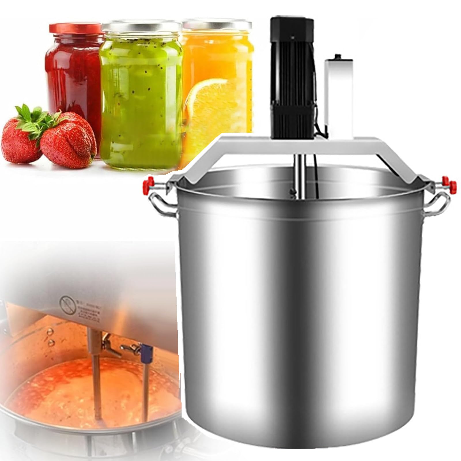 GLJTUO Electric Mixer Machine,Automatic Food Mixer Pot Stirrer, Stainless Steel Stand Mixer with Double Stirring Paddle for Kitchen Cooking and Soup Sauce Mixing,40l