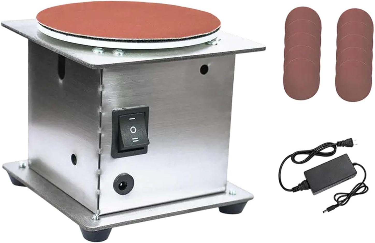 Mini Disc Sander 5 Inch Bench Electric Table Sander 6000r/min Compact Grinder Stainless Steel Adjustable Forward Suitable for Woodworking Hobb, 10 Sand Paper