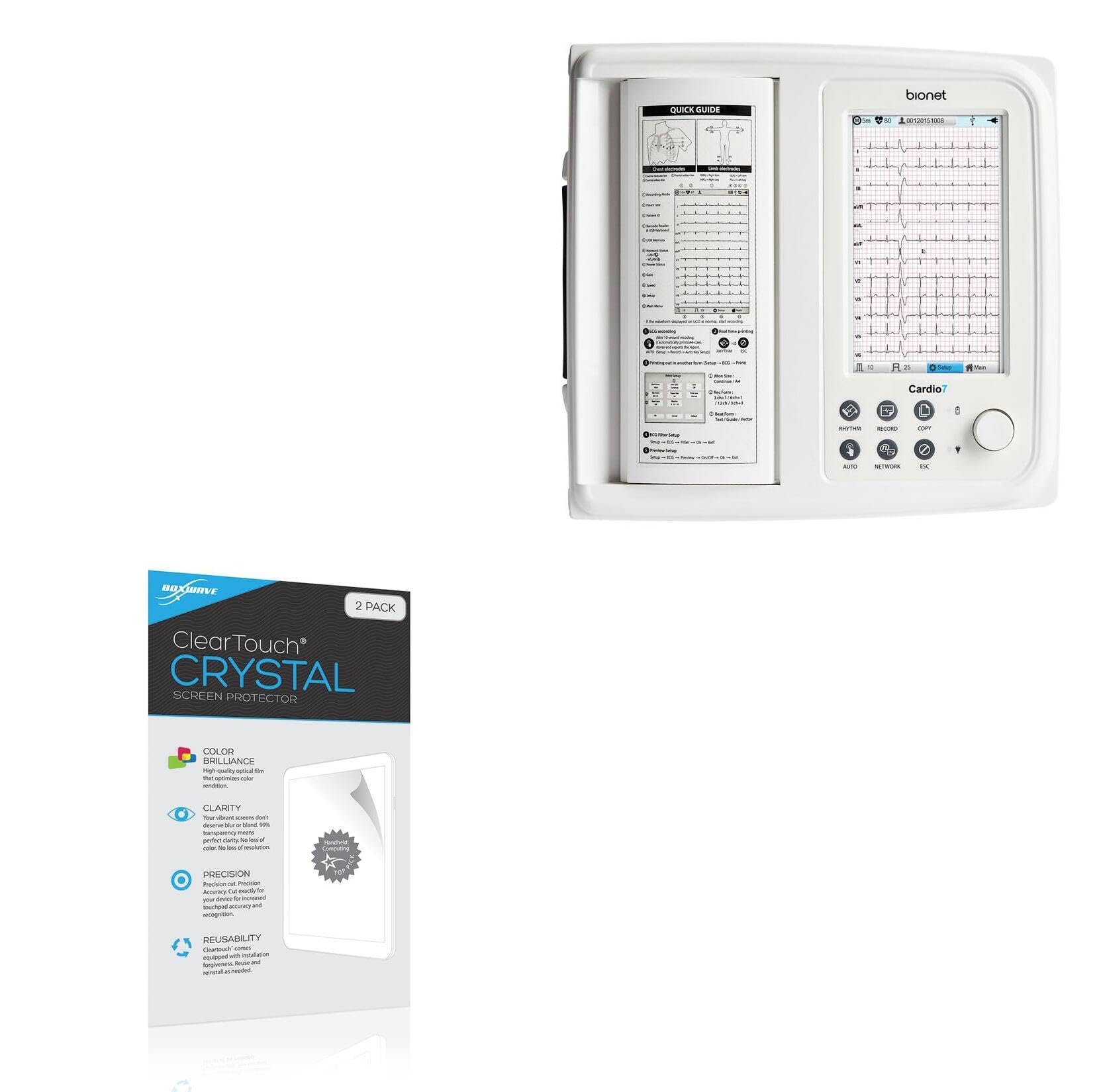 BoxWave Screen Protector Compatible With Bionet Cardio7 - ClearTouch Crystal (2-Pack), HD Film Skin - Shields From Scratches