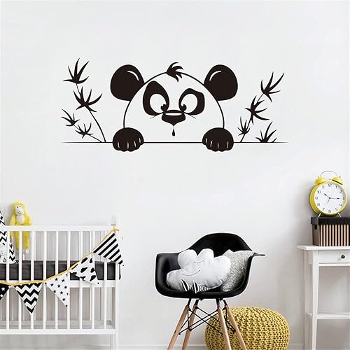 Miniatura 7 de Calcomanías de pared de panda y bambú, calcomanías de PVC extraíbles de 9 x 22 pulgadas para guardería, habitación de niños o sala de juegos, lindo