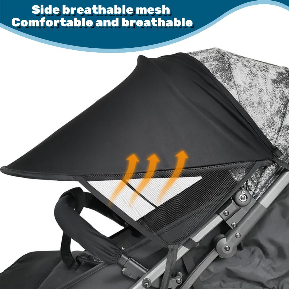 HALOULENI Pram Sun Shade Cover Baby Sunshade UPF 50 + Adjustable Sun Shade Canopy Breathable Pram Sun Shade for Pushchair Stroller Buggy Pram - Image 3
