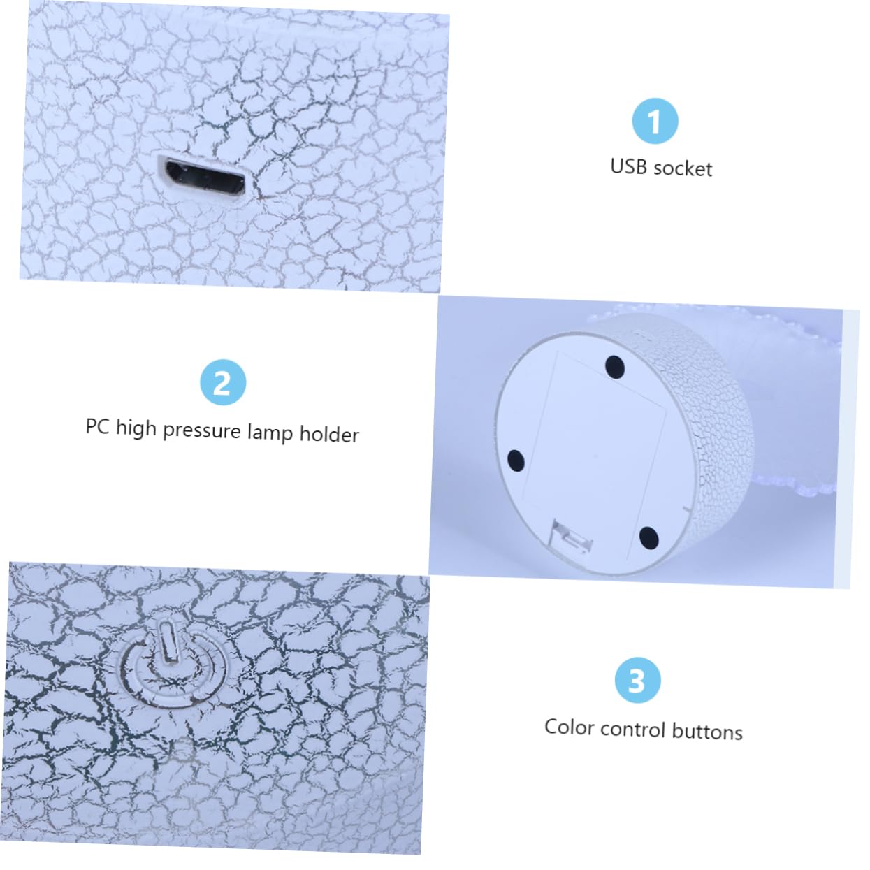 UKCOCO 3 Luci Notturne USB Portatili A LED | Luce Calda Da Tavolo | Decorazione Per Feste E Cameretta | Non Abbagliante - 2