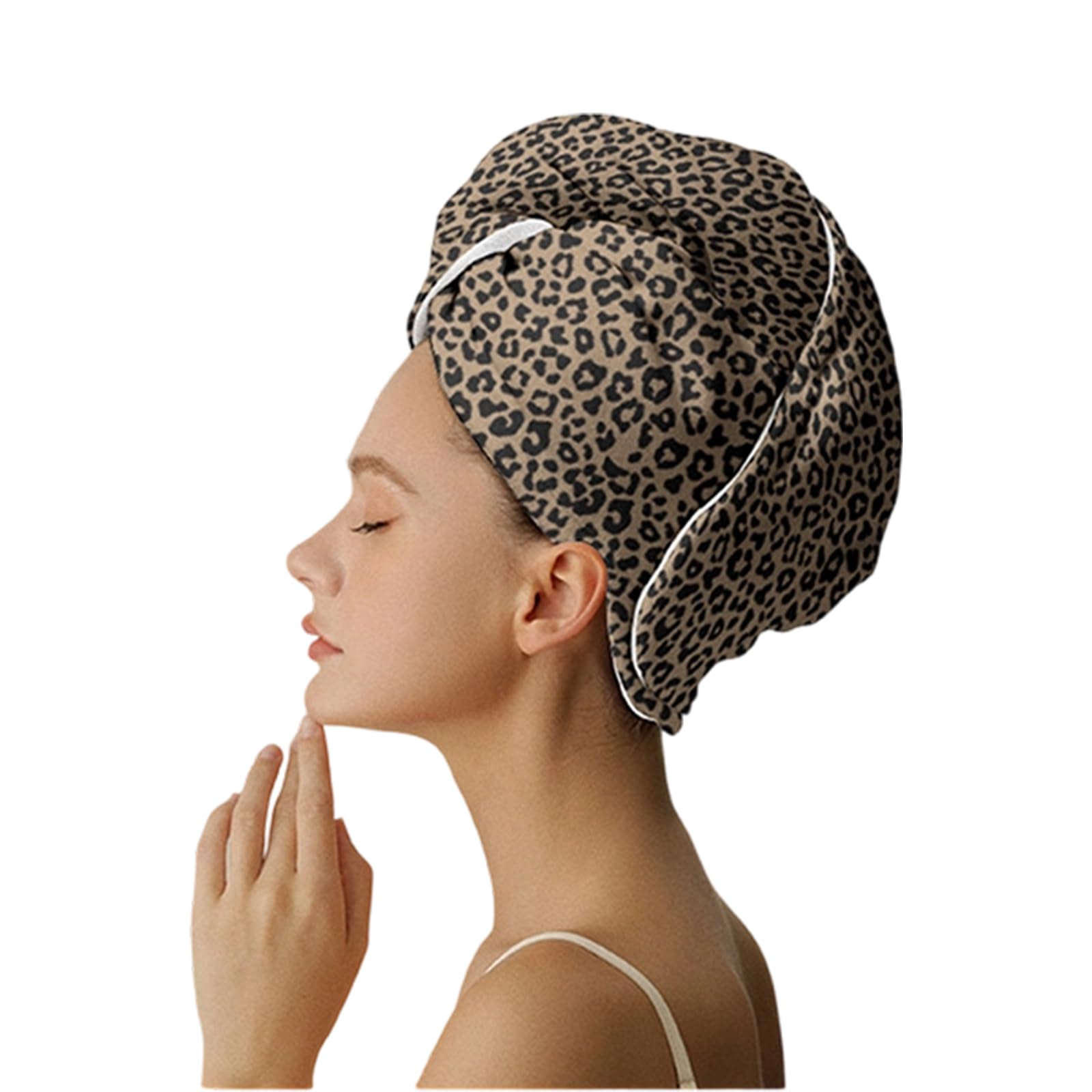 yanzunlrn Fashionable Animal Print Dry Hair Bonnet Hair Towel Wrap 32 Count Yarn Weaving Technology for Thick Curly Washable Towel