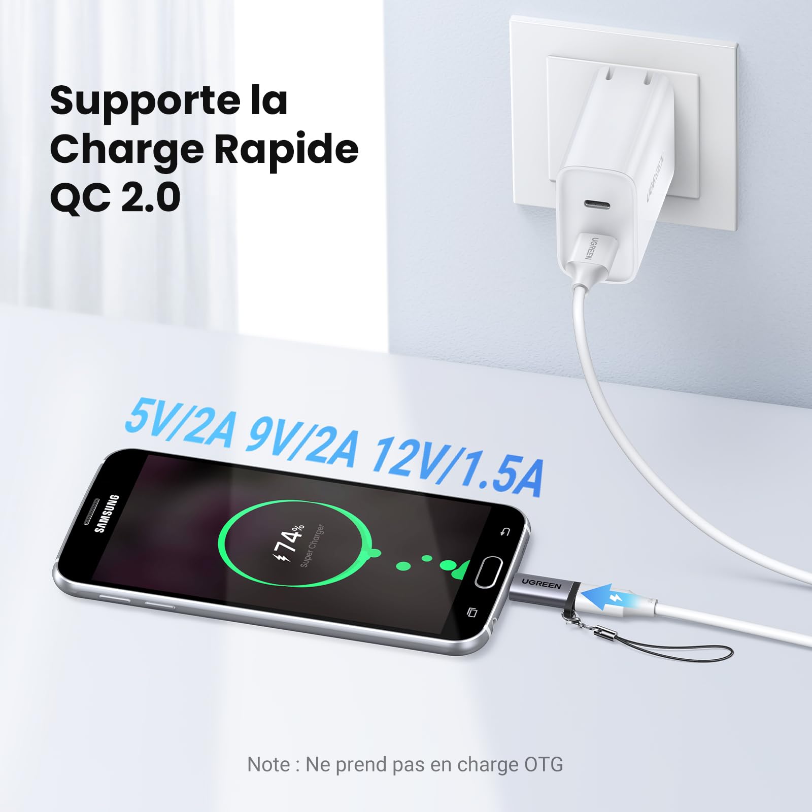 UGREEN Adaptateur Type-C vers Micro USB Mâle Lot de 2 pour Galaxy S7 Edge S6 J6 Plus J3 J5 J7 Huawei P Smart Y6 Redmi Note 6 Pro Osmo Pocket