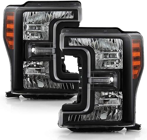 ACANII - Solo para modelos halógenos 2017-2019 Ford F250 F350 SuperDuty, con carcasa negra, par de faros delanteros izquierdos+derecho disponible en Yaxa Peru