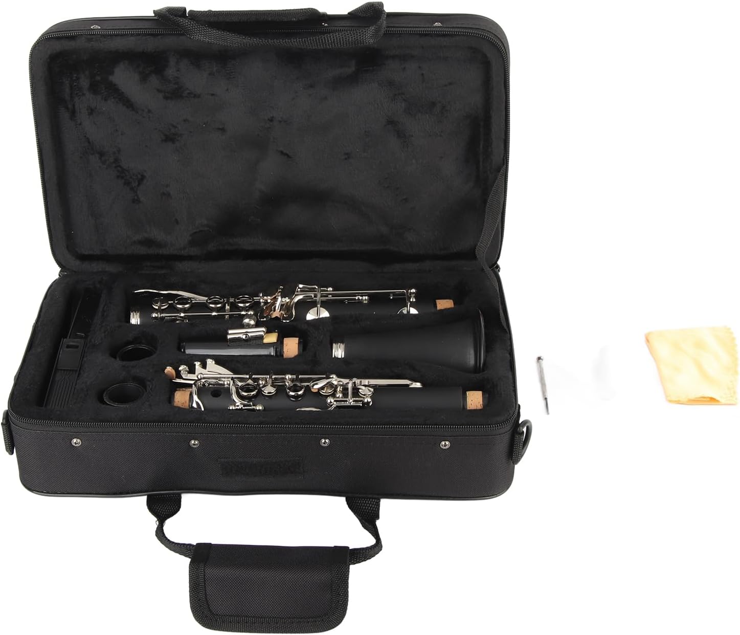 Bb Tone Clarinet,17 Nickels Keys Student Clarinet with Case Mouthpiece and Cleaning Kit Woodwind Instrument for School Band and Orchestra