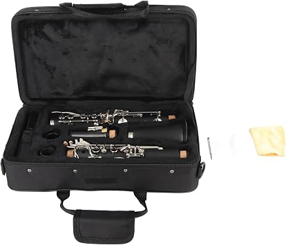 Clarinet Set for Beginners with 17 Key Bb Clarinet, Cleaning Cloth, Reed, Screwdriver, Case Black