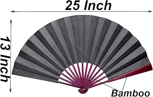 Miniatura 26 de Ventilador plegable chino Abanicos de mano blanca Abanico de bambú con artesanía tradicional china (blanco) Blanco,Ventilador negro,Abanico