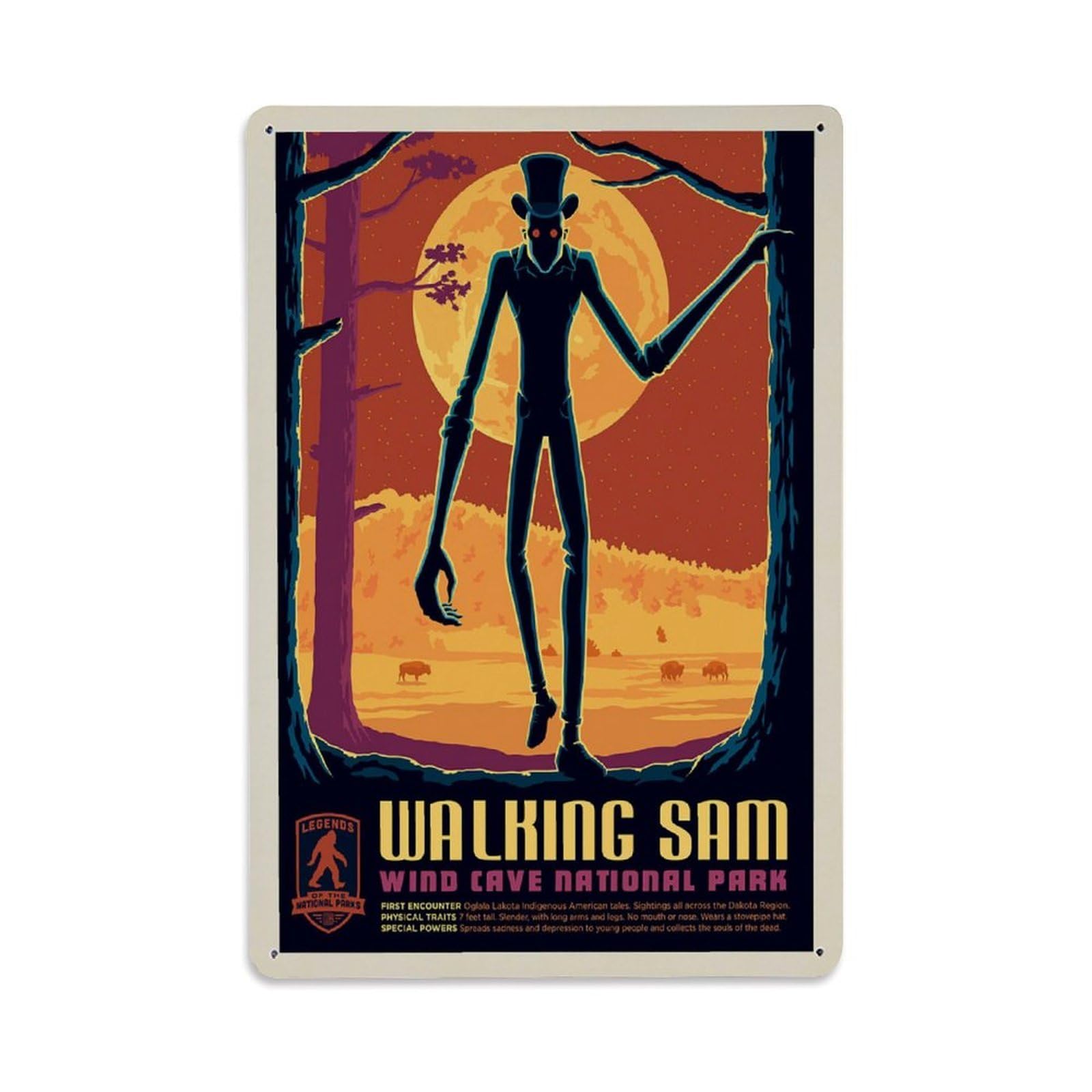 Vintage Poster Wind Caves Walking Sam Metal Tin Sign Wall Decor for Cafe, Club, Garden Metal Poster 8x12Inch