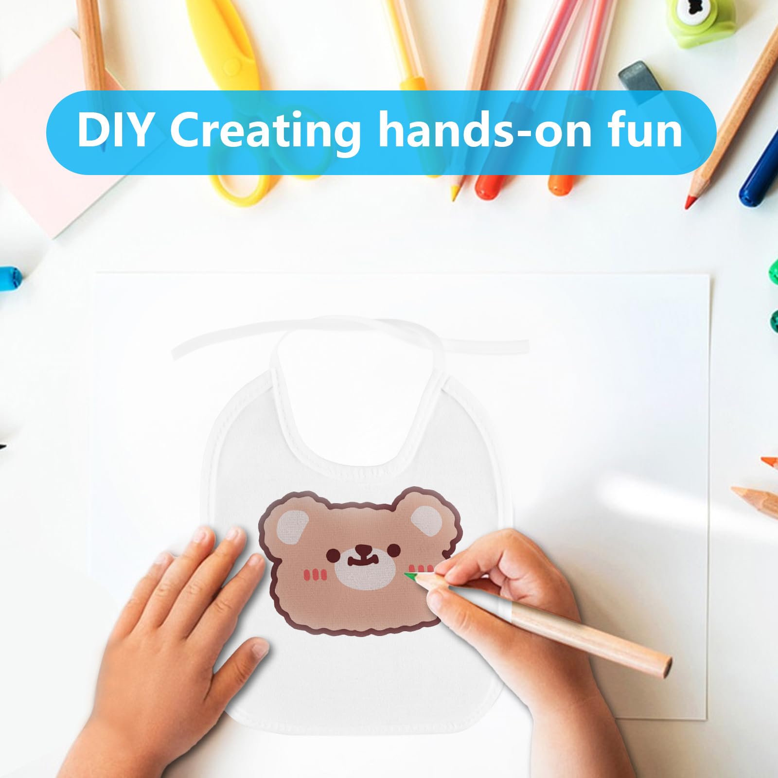 Bavaglini Bianchi per Pittura Set di 12 Impermeabili Cotone Neonati Maschi Femmine Sgocciolamento Alimentazione Dentizione Regali Baby Shower