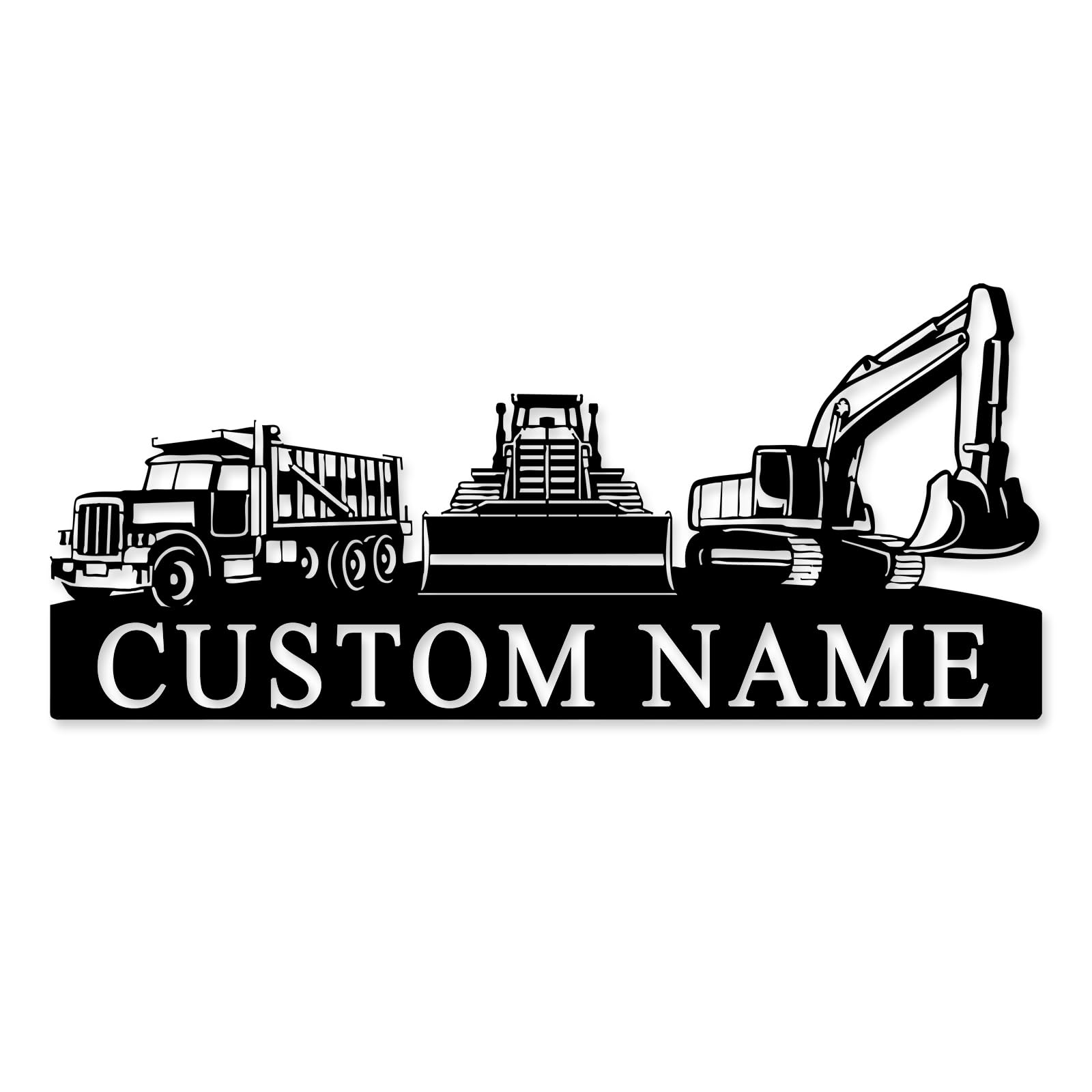 Personalized Construction Metal Wall Decor Custom Excavator Metal Wall Art Customized Name Sign for Construction Company Office Heavy Equipment Sign