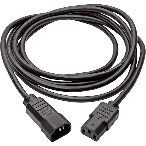 Tripp Lite Standard Computer Power Extension Cord 10A, 18AWG (IEC-320-C14 to IEC-320-C13) 15-ft.(P004-015) Black