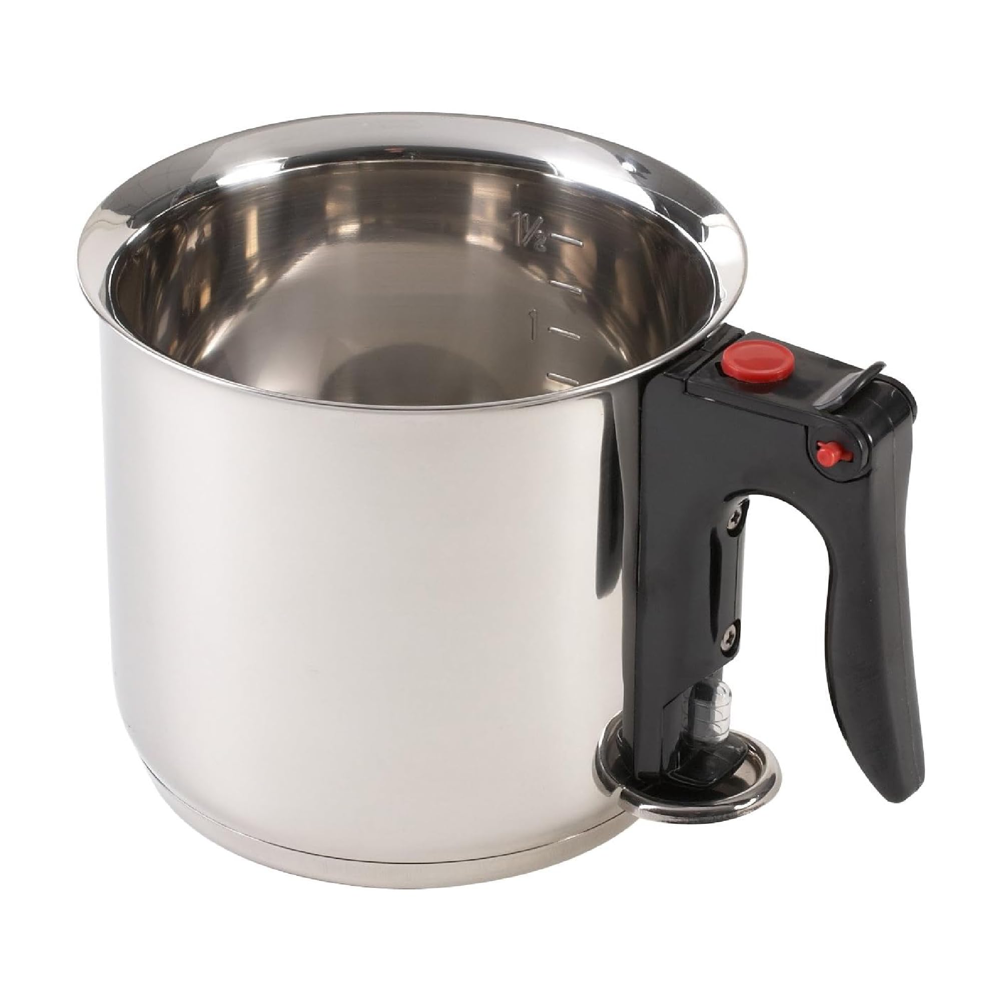 BAUMALU - Saucière Bain-Marie - Acier Inoxydable 18/10 Haut de Gamme - Tous Feux dont Induction - Triple Fond Diffuseur - Graduation Interne - Ø16cm, 1,5L, Argente, Argenté