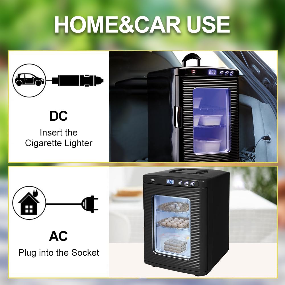 Incubadora de huevos de reptiles, incubadora de laboratorio científico de 25 litros con control de temperatura de 5 ° C-60 °C, pantalla LED, giro automático, ventilación dual para cría de serpientes