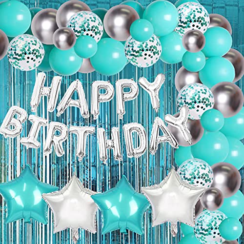 Suggerimenti caldi: i nostri palloncini stagnola blu e argento tiffany e lo striscione di palloncini buon compleanno argento non possono supportare l'idrogeno, si prega di fissare il palloncino con la colla. Si prega di non gonfiare tutti i palloncini oltre il 90% per evitare che scoppino. Si prega di notare che evitare scottature solari, surriscaldamento, oggetti appuntiti e attrito eccessivo.