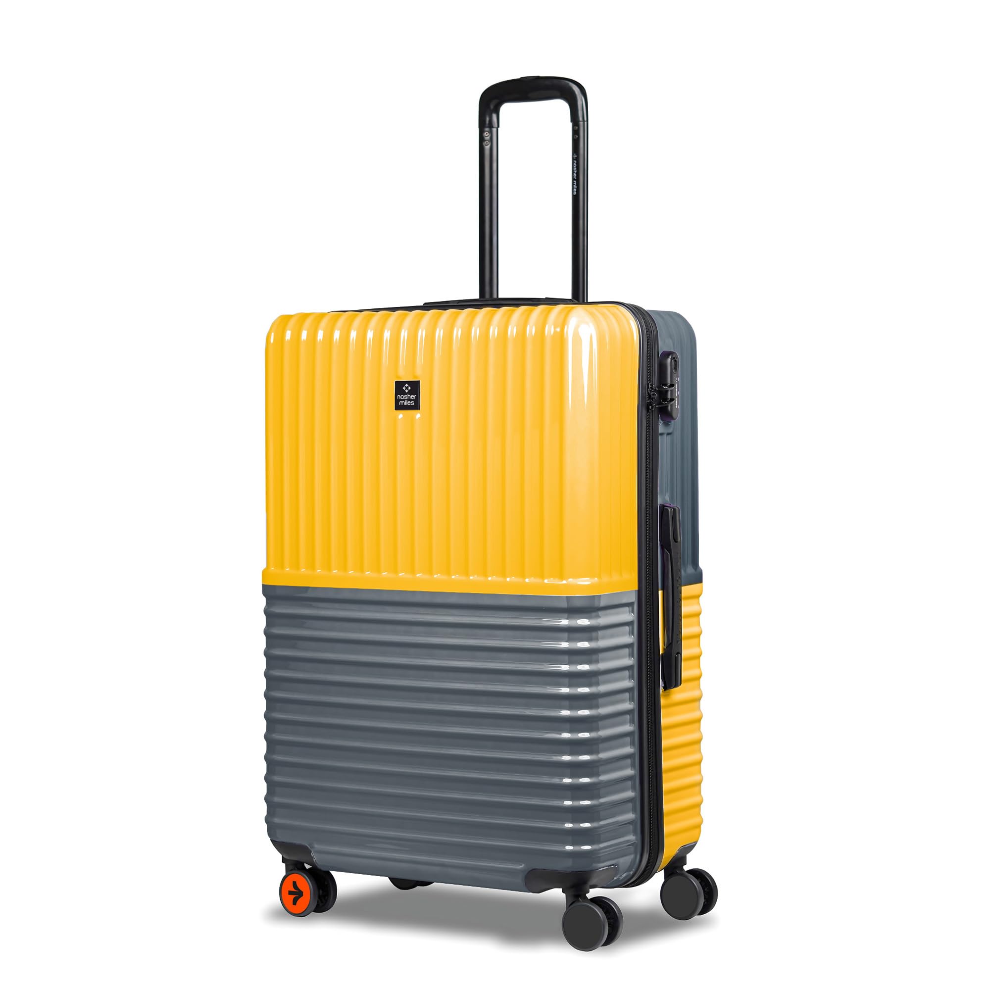 Istanbul Hard-Sided ABS and PC Check-in Luggage 24 inch | 65cm | 8 Wheels Medium Trolley Bag for Travel | Suitcase (Yellow Grey)