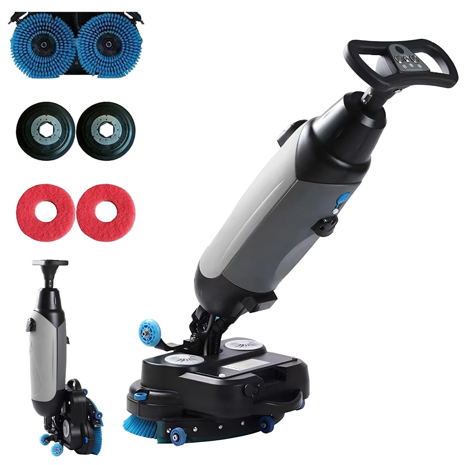 Multi-Functional Floor Buffer Polisher Machine, Commercial Floor Washer, Dual Brush, Cordless Electric Floor Cleaner, Efficient Cleaning for Home and Commercial Spaces Grey Gray