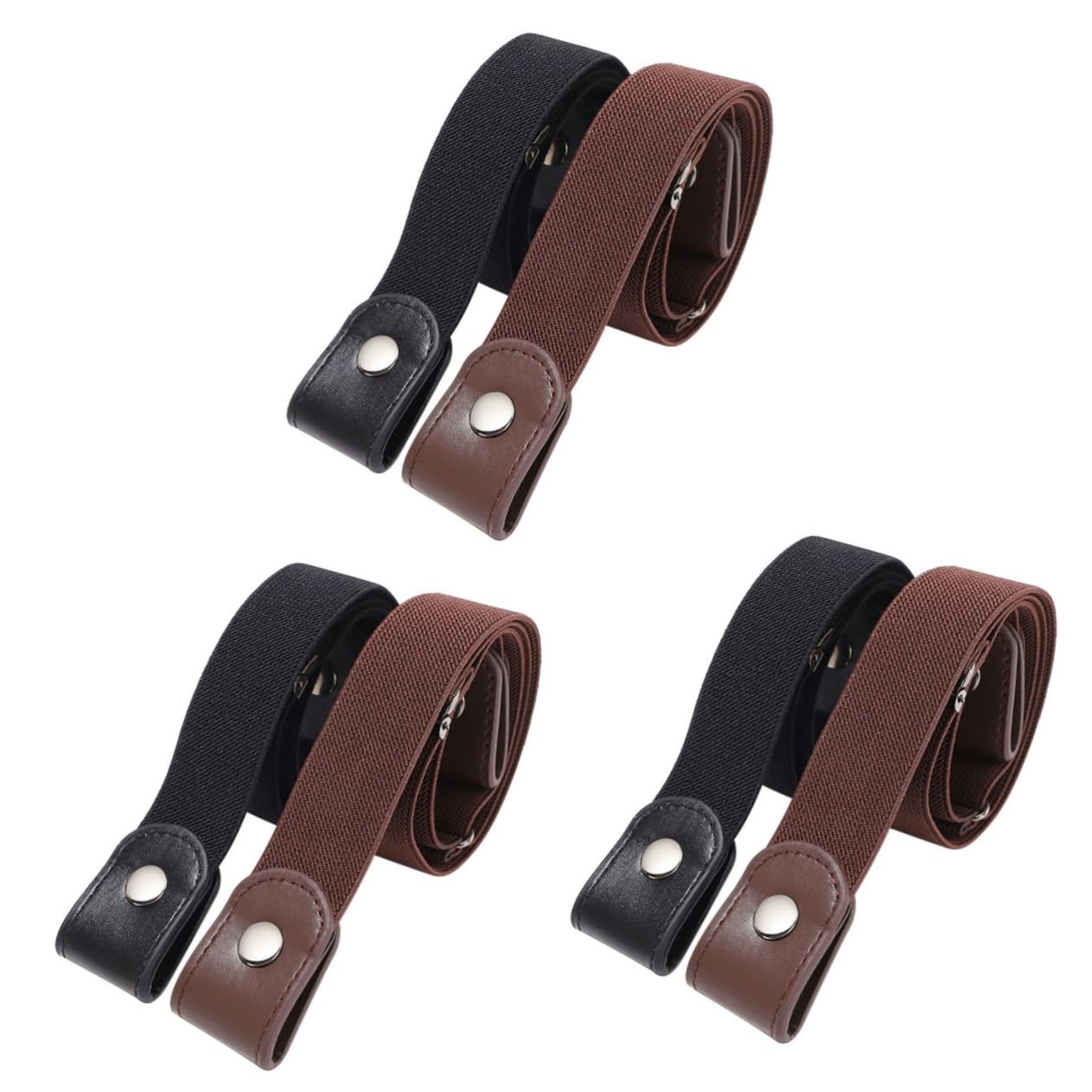 COLLBATH 6stücke Schnallenloser Gürtel Unsichtbarer Elastischer Taillengürtel Für Damen Und Verstellbar Und Dehnbar Für Jeans Und Hosen Kaffee