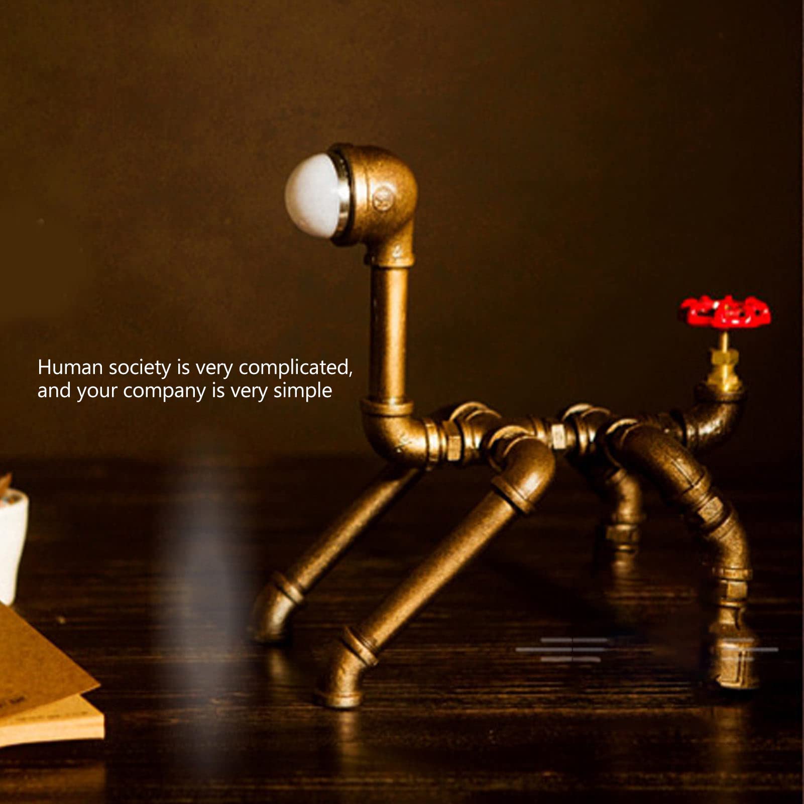 Lampada Tubolare Industriale a Forma di Cucciolo, Decorazione per | Realizzato in acciaio malleabile, design retrò, ottimo per bar, caffetterie
