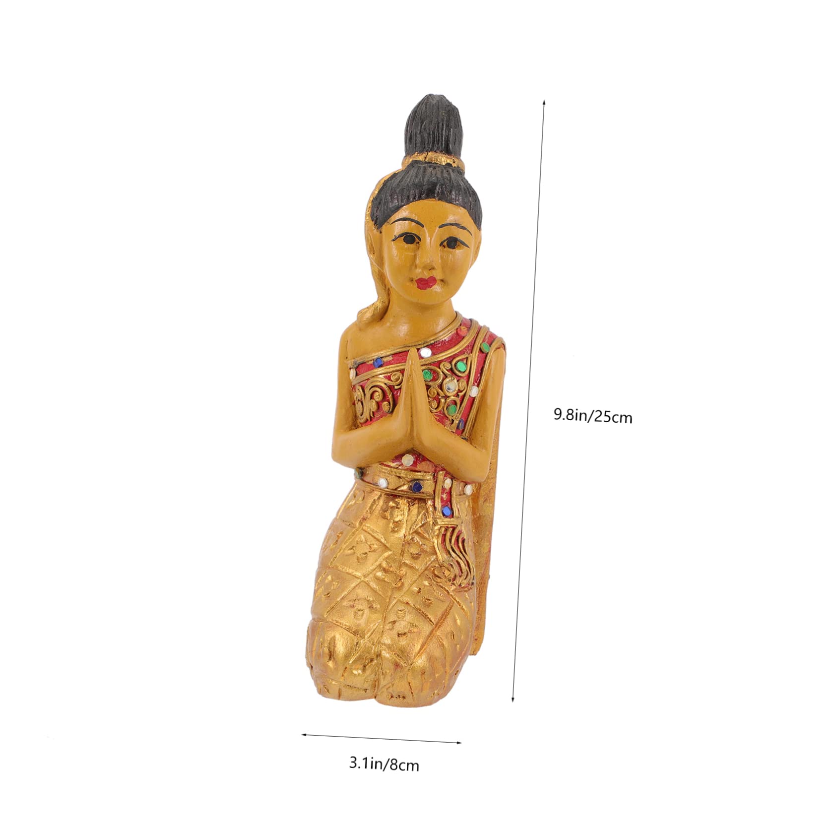 ULTECHNOVO Drewniana Figurka Klęczącego Buddy z Tajlandii Ozdoba Stołu Trwała Dekoracja Do Domu Ręcznie Wykonany Drewniany Ornament Idealny Do Wystroju Wnętrz