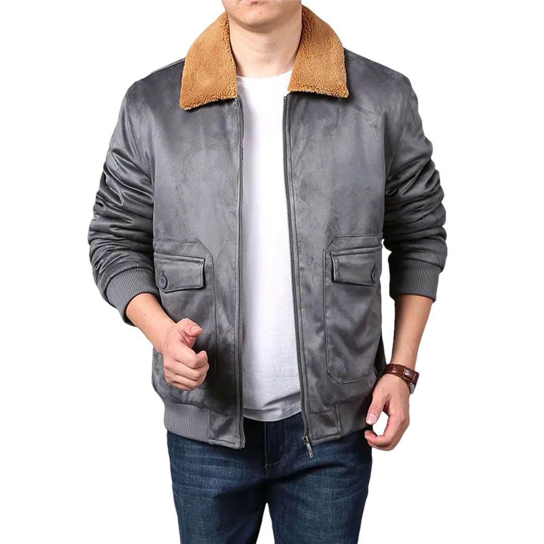 Giacca invernale da uomo in pelle scamosciata tinta unita multi-tasca imbottita ispessita tempo libero all'aperto viaggi risvolto top cappotto da lavoro da uomo