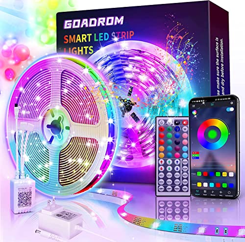 GOADROM LED Strip Lights Waterproof, Ultra Brighter 300LEDs IP65 Color Changing LED Lights for Bedroom,Built-in-Mic,Music Sync LED Light Strips,Phone Smart Controlled(APP+Remote +Mic/16.5ftx1)… GOADROM LED Strip Lights Waterproof, Ultra Brighter 300LEDs IP65 Color Changing LED Lights for Bedroom,Built-in-Mic,Music Sync LED Light Strips,Phone Smart Controlled(APP+Remote +Mic/16.5ftx1)…