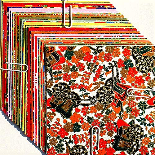 Origami - Assortiment de Papier Washi à Motifs Japonais Traditionnels (Yuzen Washi) et de Papier Washi uni (Mingei Washi) - Motifs et Couleurs Assortis - 40...
