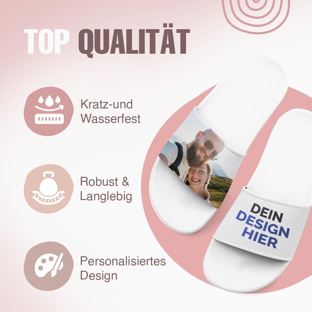 Personalisierte Badelatschen Unisex | Individuelle Fotogeschenke für Freunde & Familie | Badelatschen selbst gestalten | rutschfest & stabil