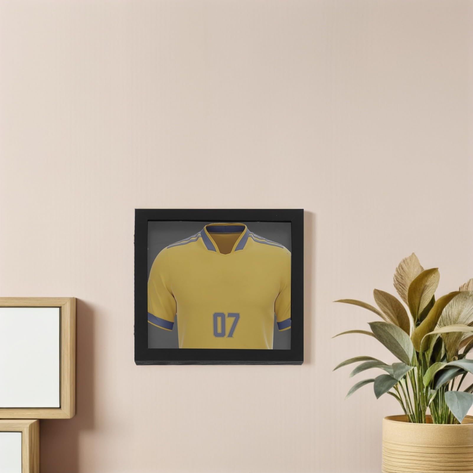 Cornice per Maglie da Calcio Nera 13x13 in Legno, Espositore Maglie Calcio