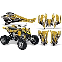 AMR Racing ATV Graphics kit Sticker Decal Compatible with Can-Am DS 450 2008-2016 - Tribal Flames Black Yellow