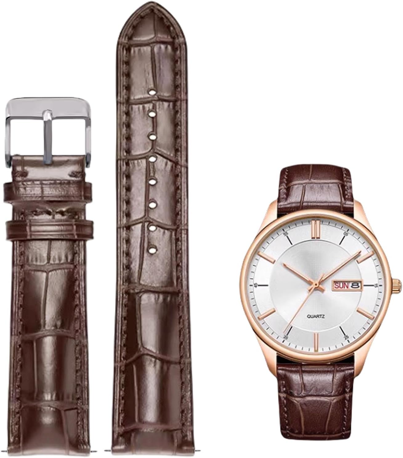 Quick Release Genuine Leather Watch Band Italian Alligator Grain Calfskin Business Casual Universal 12 to 24mm Men Women