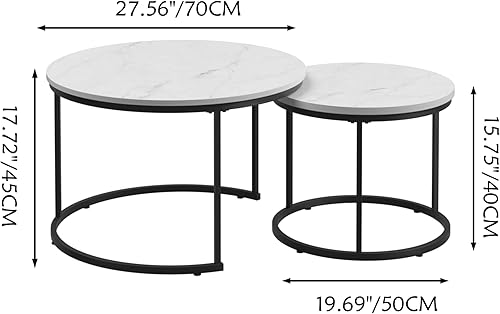 Miniatura 68 de KEVINSPACE Mesa auxiliar redonda pequeña para sala de estar, mesa auxiliar circular de madera, mesita de noche para apartamento, dormitorio, Ø 23.4"
