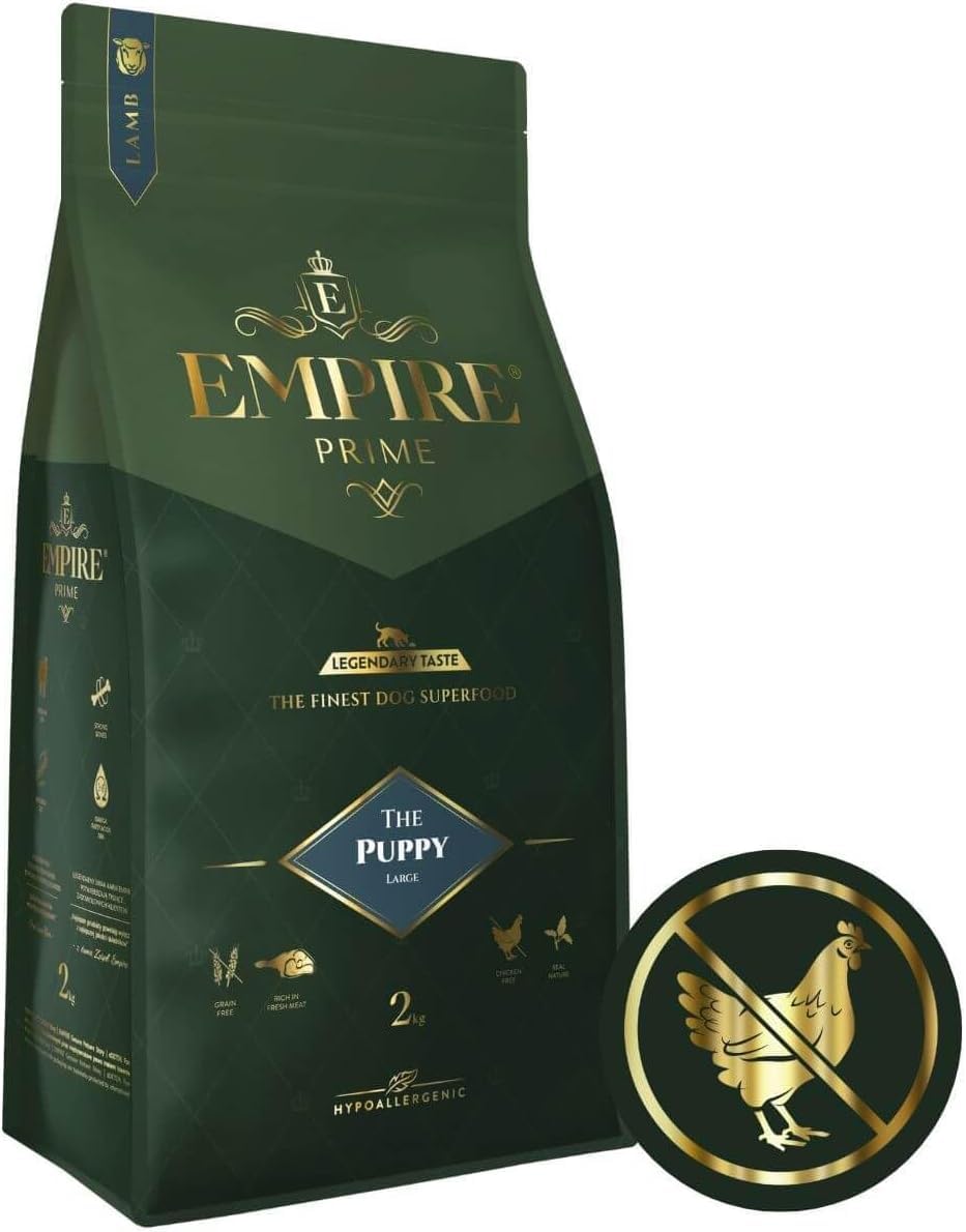 Empire Prime - Alimento monoproteínico de 2 kg para cachorros y perros jóvenes de razas grandes, sin cereales, sin cereales, hipoalergénico, sin gluten, natural