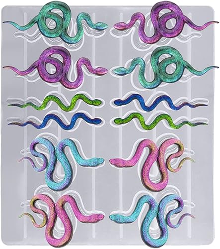 Miniatura 3 de AFUNTA - Molde de resina epoxi de serpiente, molde de silicona con forma de serpiente, molde de resina para llavero de resina para manualidades de