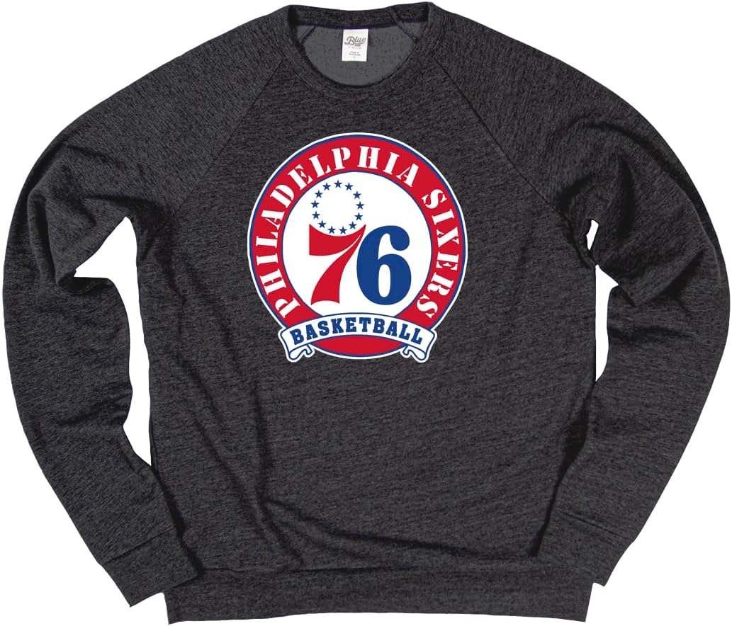 Blue 84 NBA unisex-adult Nba Officially Licensed Tri-blend Crewneck Sweatshirt Black Philadelphia 76ers X-Large Black