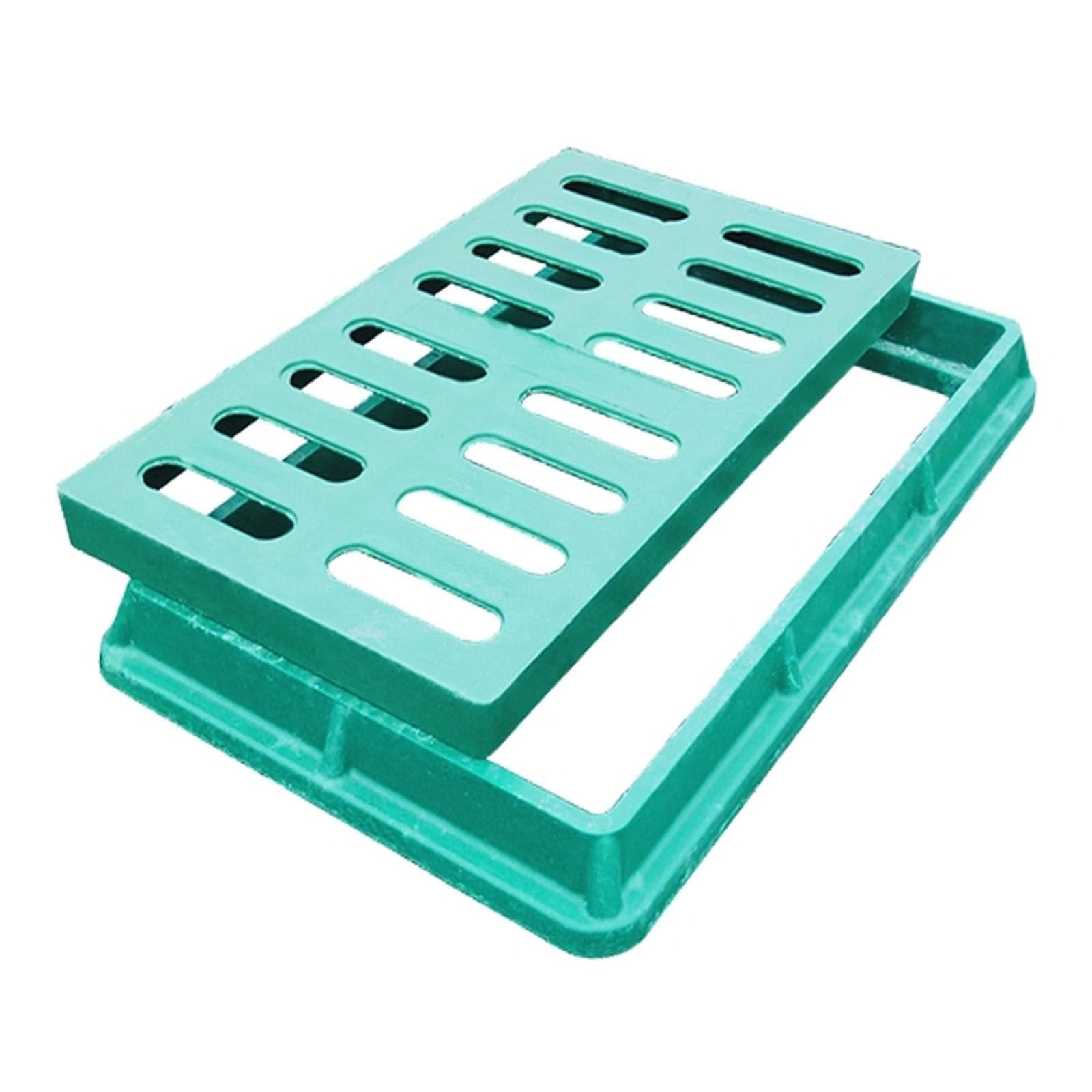 Canal de drenaje compuesto para agua de lluvia al aire libre, para jardines, patios y patios, 50 x 40 x 4 cm, verde y resistente a la intemperie