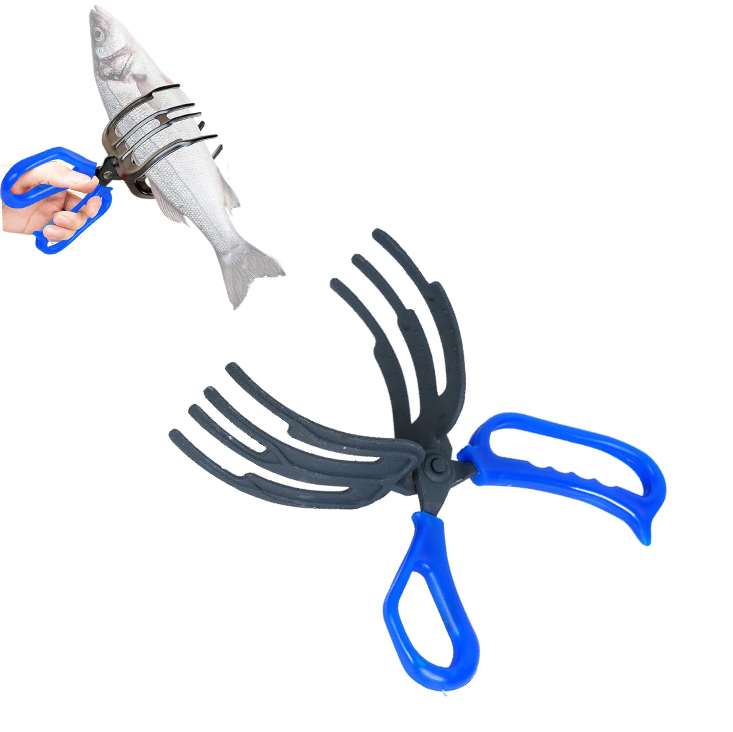 Kutir3 Claw Fish Gripper Metal Fishing Pliers Clamp, Multifunctional Three Teeth for Most Freshwater Grip Tackle Holder with Non-Slip Comfortable Plastic Handle for River, Sea, Ice Fishing